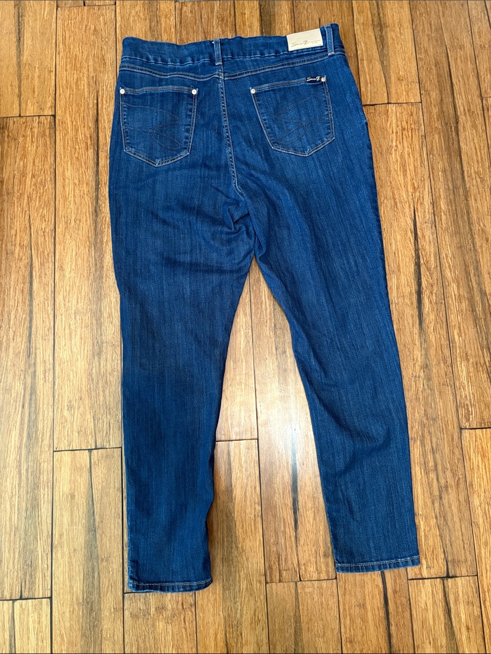 Seven7 Jeans Womens Size 16 Tummyless High Rise Skinny Denim Blue Dark Wash Boho - Picture 5 of 6